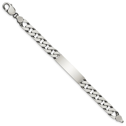 Sterling Silver 7.5inch Engraveable Antiqued Curb Link ID Bracelet QID122