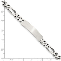 Sterling Silver 8inch Engraveable Antiqued Figaro Link ID Bracelet QID126-7