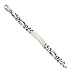 Sterling Silver 8.5inch Engraveable Antiqued Figaro Link ID Bracelet QID128-7.5
