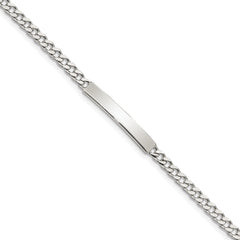 Sterling Silver Polished Engraveable Curb Link ID Bracelet QID130-7