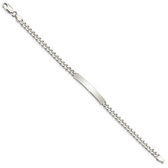 Sterling Silver 8inch Polished Engraveable Curb Link ID Bracelet QID131-7