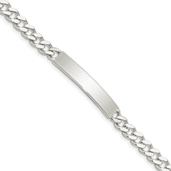Sterling Silver Polished Engraveable Curb Link ID Bracelet QID132-7
