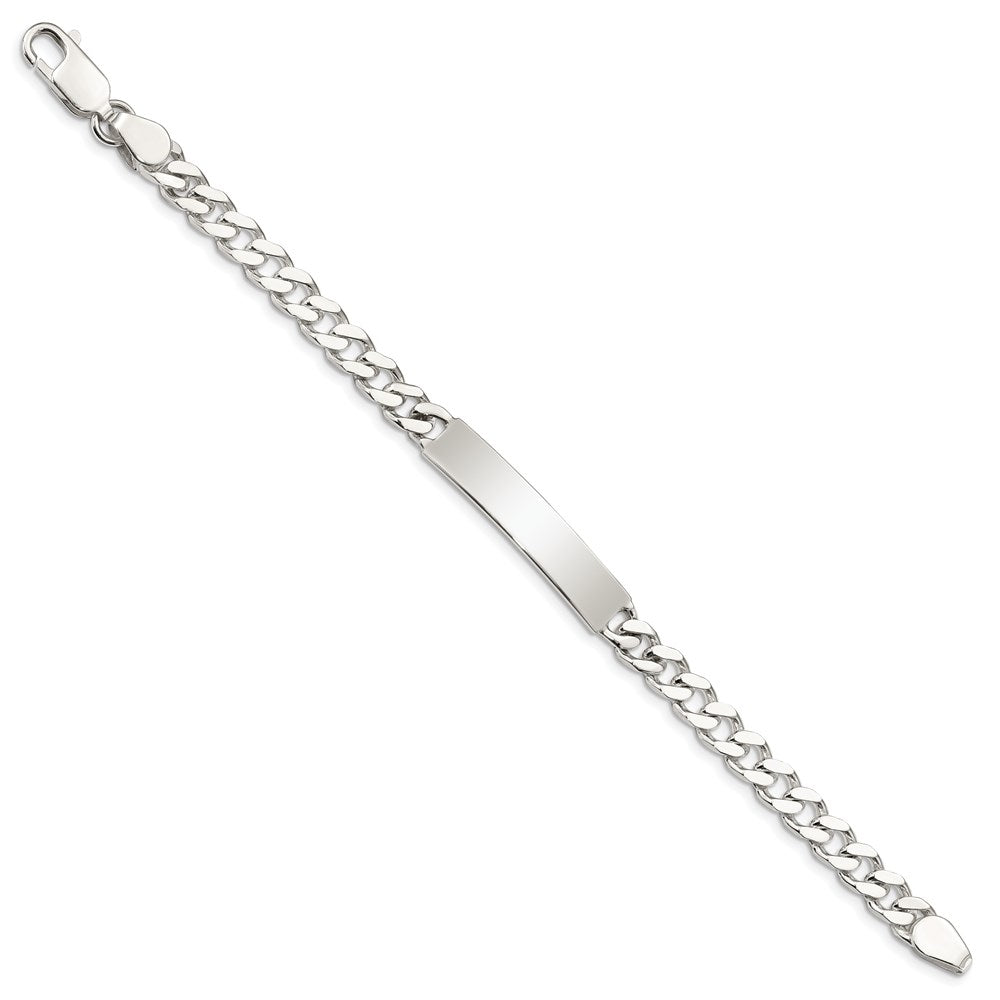 Sterling Silver Polished Engraveable Curb Link ID Bracelet QID133-7