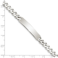 Sterling Silver 8inch Polished Engraveable Curb Link ID Bracelet QID133-7