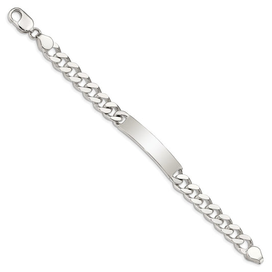 Sterling Silver 8inch Polished Engraveable Curb Link ID Bracelet QID135-7