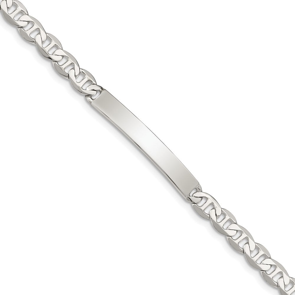 Sterling Silver Polished Engraveable Anchor Link ID Bracelet QID139-7