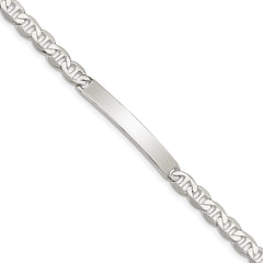 Sterling Silver Polished Engraveable Anchor Link ID Bracelet QID139-7