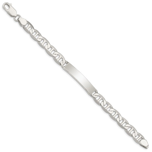 Sterling Silver 8inch Polished Engraveable Anchor Link ID Bracelet QID142-7