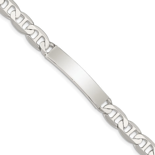 Sterling Silver 8inch Polished Engraveable Anchor Link ID Bracelet QID142-7