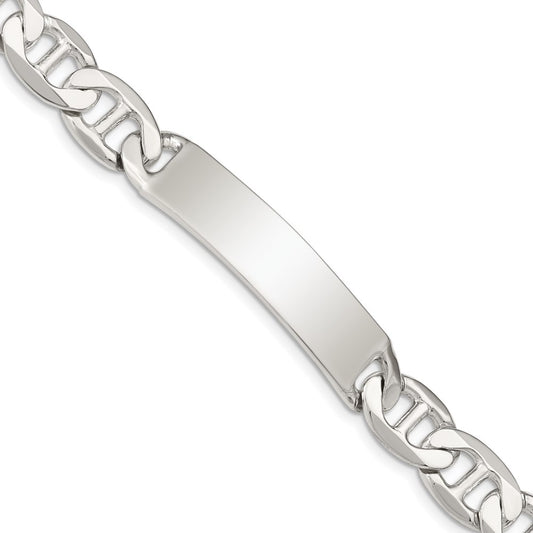 Sterling Silver 8.5inch Polished Engraveable Anchor Link ID Bracelet QID143-7.5