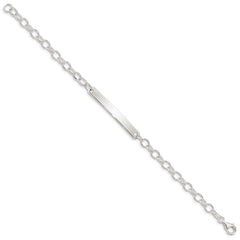 Sterling Silver Small Oval Rolo Link ID Bracelet QID147-7.5