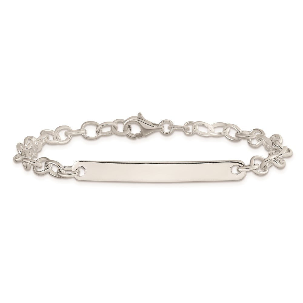Sterling Silver Small Oval Rolo Link ID Bracelet QID147-7.5