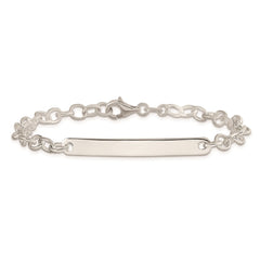Sterling Silver Small Oval Rolo Link ID Bracelet QID147-7.5