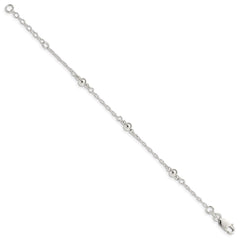 Sterling Silver Polished Fancy Bead with 1in Extension Children's Bracelet QID163