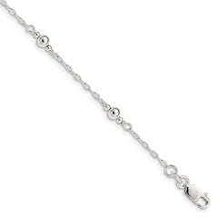 Sterling Silver Polished Fancy Bead with 1in Extension Children's Bracelet QID163