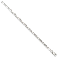 Sterling Silver Polished Beaded Chain with 1in Ext. Children's Bracelet QID164