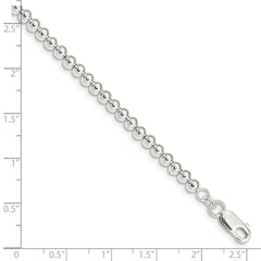 Sterling Silver Polished Beaded Chain with 1in Ext. Children's Bracelet QID164