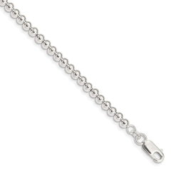 Sterling Silver Polished Beaded Chain with 1in Ext. Children's Bracelet QID164
