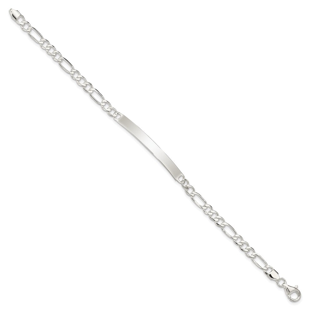 Sterling Silver Figaro Link ID Bracelet QID184-7.5