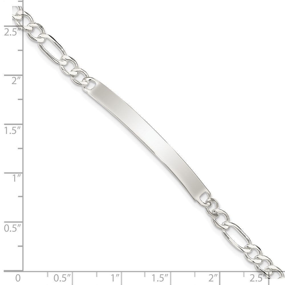Sterling Silver Figaro Link ID Bracelet QID184-7.5
