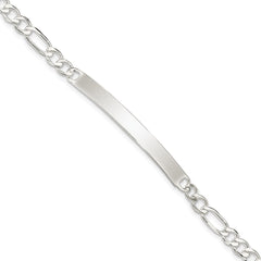 Sterling Silver Figaro Link ID Bracelet QID184-7.5