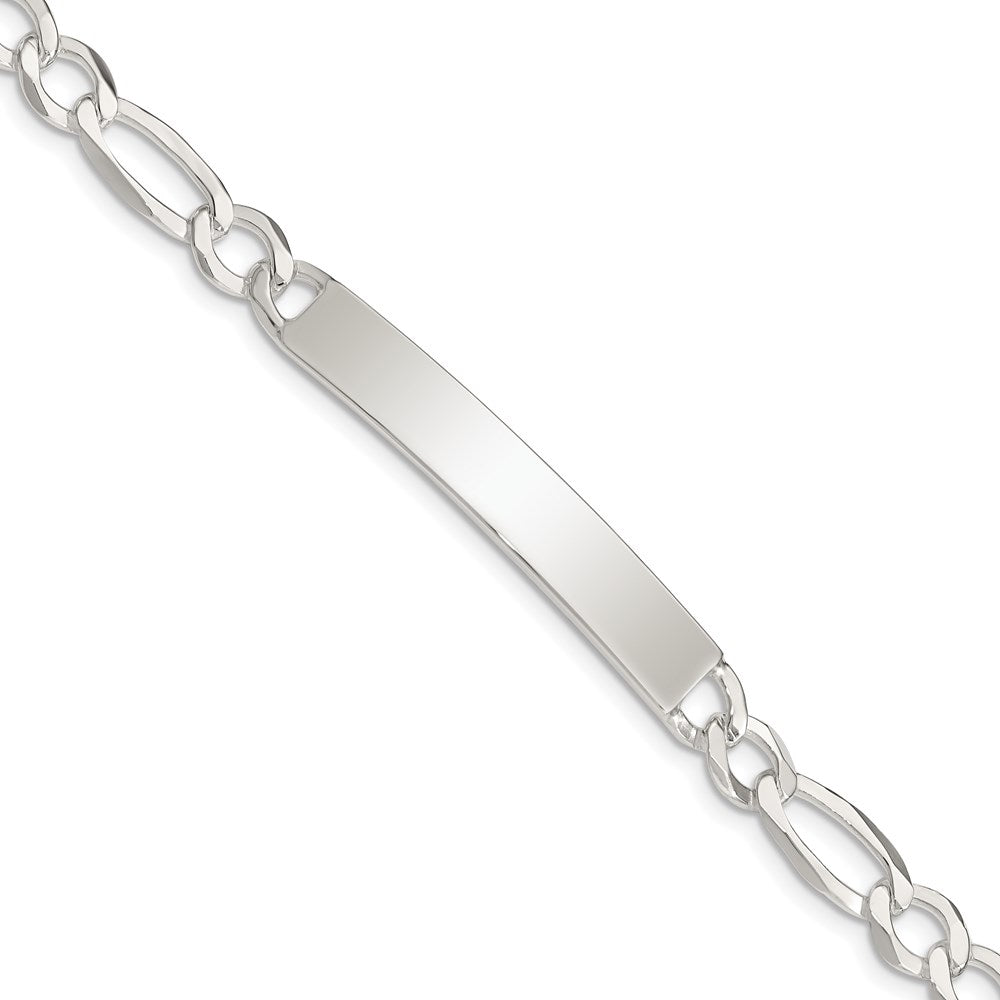 Sterling Silver Figaro Link ID Bracelet QID186-7.5