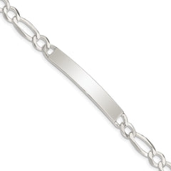 Sterling Silver Figaro Link ID Bracelet QID186-7.5