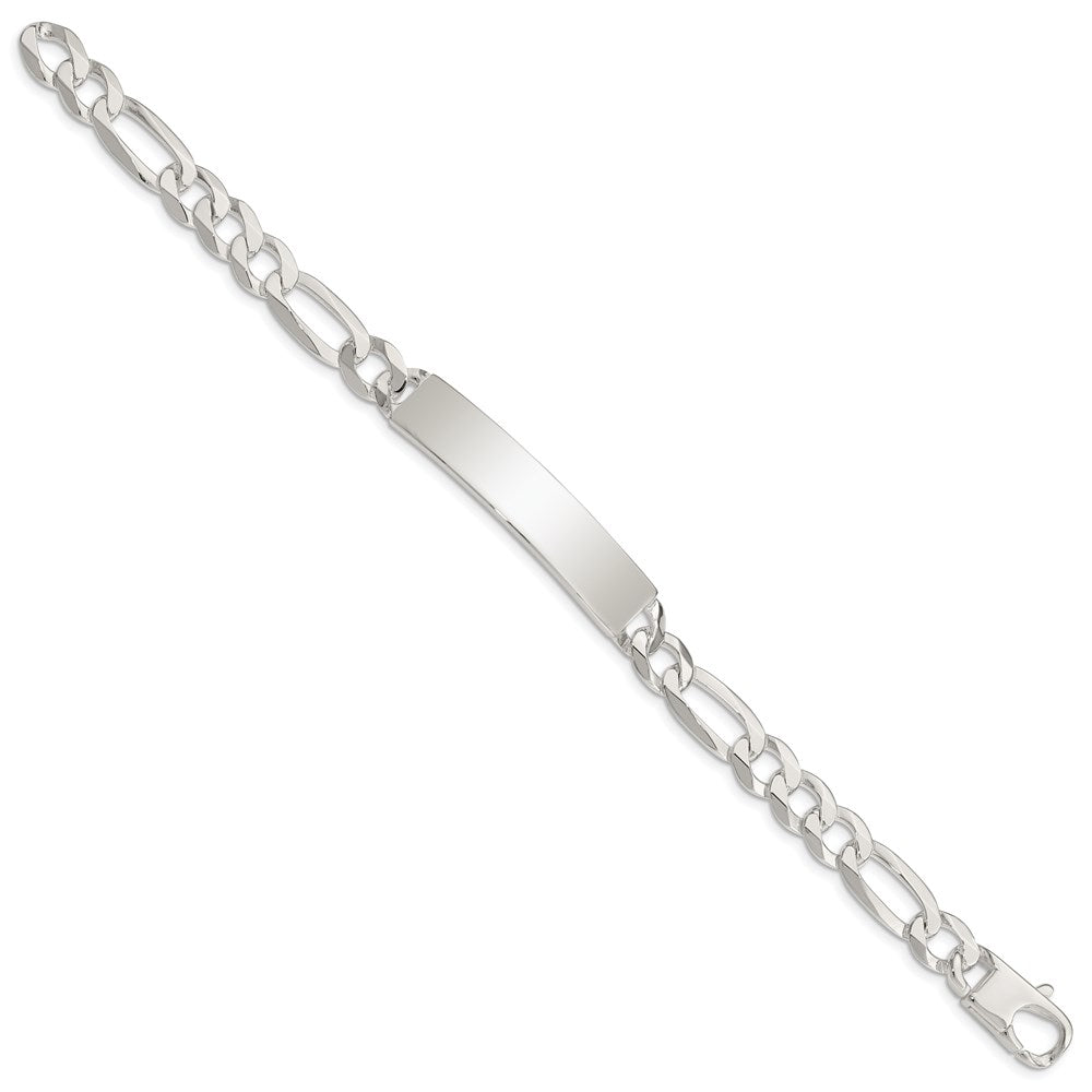 Sterling Silver Figaro Link ID Bracelet QID189-7.5