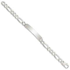 Sterling Silver Figaro Link ID Bracelet QID189-7.5