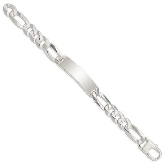 Sterling Silver Figaro Link ID Bracelet QID191-8.5