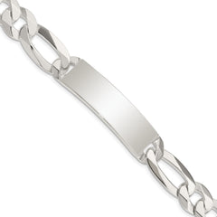 Sterling Silver Figaro Link ID Bracelet QID191-8.5