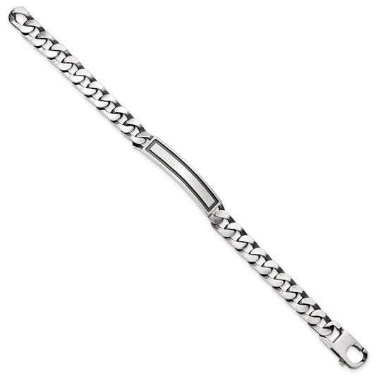 Sterling Silver Antiqued Satin Curb Link ID Bracelet QID204-7.5