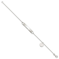 Sterling Silver Polished 7.5 inch Curb Link ID Bracelet W/Sliding Accent QID215-7.5