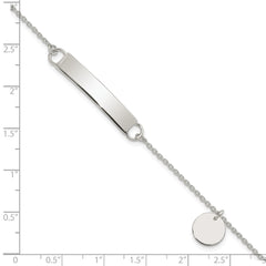 Sterling Silver Polished 7.5 inch Curb Link ID Bracelet W/Sliding Accent QID215-7.5