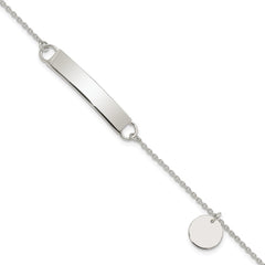 Sterling Silver Polished 7.5 inch Curb Link ID Bracelet W/Sliding Accent QID215-7.5