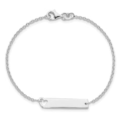 Sterling Silver Polished Heart ID 7in Bracelet QID226-7