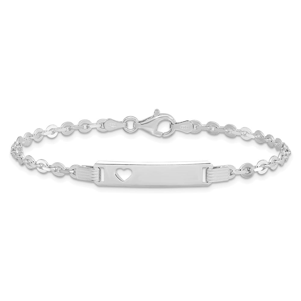 Sterling Silver Polished ID W/Heart Bracelet QID229-7.5