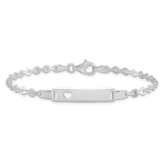 Sterling Silver Polished ID W/Heart Bracelet QID229-7.5