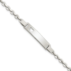 Sterling Silver Polished ID W/Heart Bracelet QID229-7.5