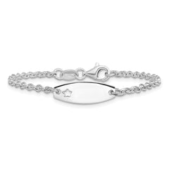 Sterling Silver Childrens Polished ID with Star Bracelet QID230-5.5