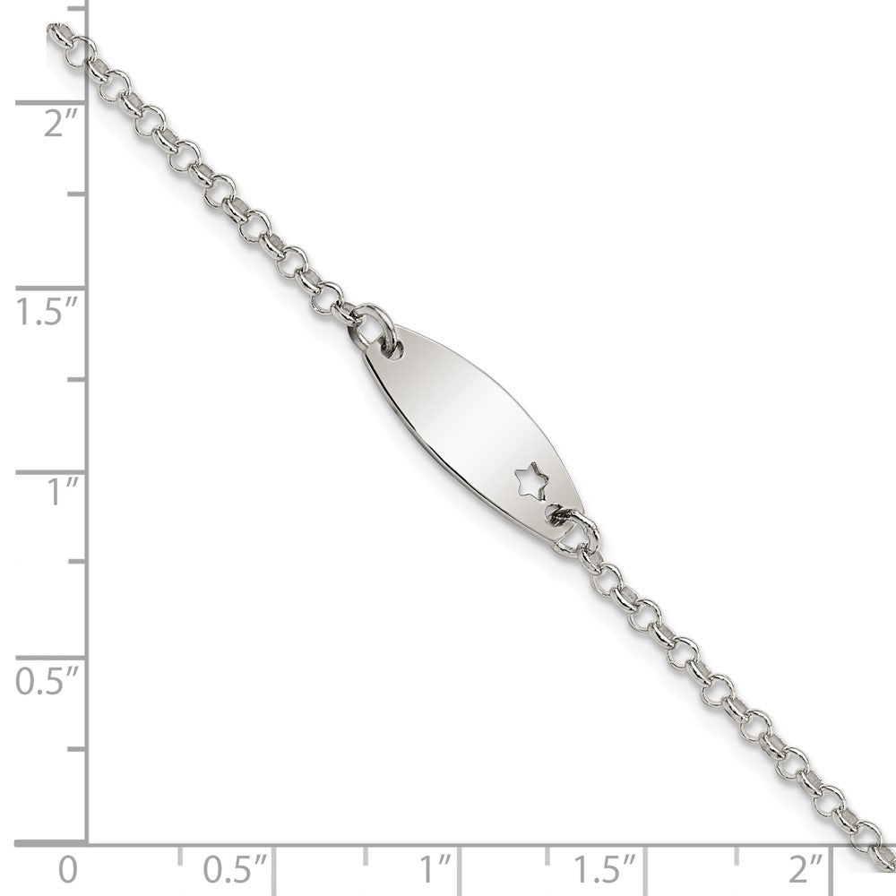 Sterling Silver Childrens Polished ID with Star Bracelet QID230-5.5