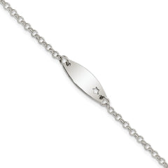 Sterling Silver Childrens Polished ID with Star Bracelet QID230-5.5