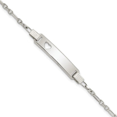 Sterling Silver Polished Childrens ID with Heart Bracelet QID231-5.5