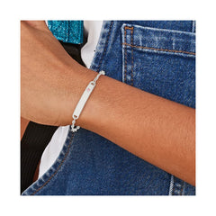 Sterling Silver Polished Childrens ID with Pink CZ Bracelet QID232-5.5