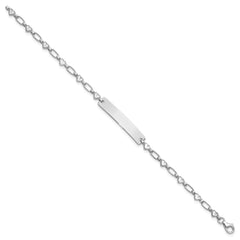 Sterling Silver Rhodium-plated 6.5 inch Hearts Children's ID Bracelet QID246-6.5