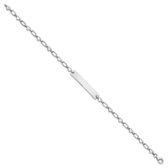 Sterling Silver Rhodium-plated 7.5 inch Hearts ID Bracelet QID246-7.5