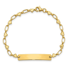 Sterling Silver Gold-tone 6.5 inch Hearts Children's ID Bracelet QID246GP-6.5