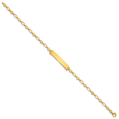 Sterling Silver Gold-tone 7.5 inch Hearts ID Bracelet QID246GP-7.5