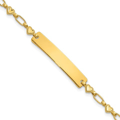Sterling Silver Gold-tone 7.5 inch Hearts ID Bracelet QID246GP-7.5