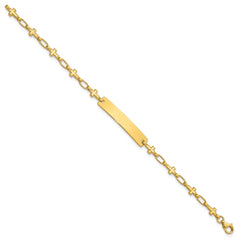 Sterling Silver Gold-tone 6.25 inch Cross Children's ID Bracelet QID247GP-6.25